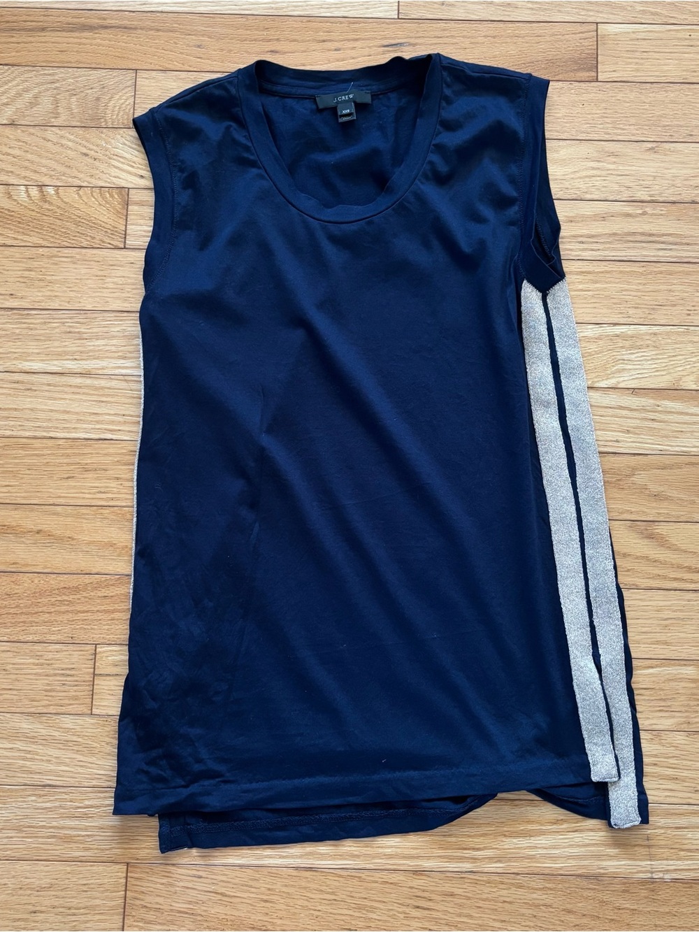 J. Crew Navy Tank with Silver Side Stripes